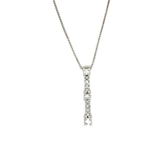 10K White Gold Diamond Necklace - Picture 1 of 10